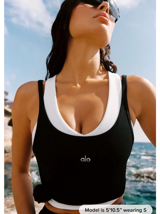ALO Yoga Tops - ALO Yoga Navy Ribbed Racerback Crop Tank Top